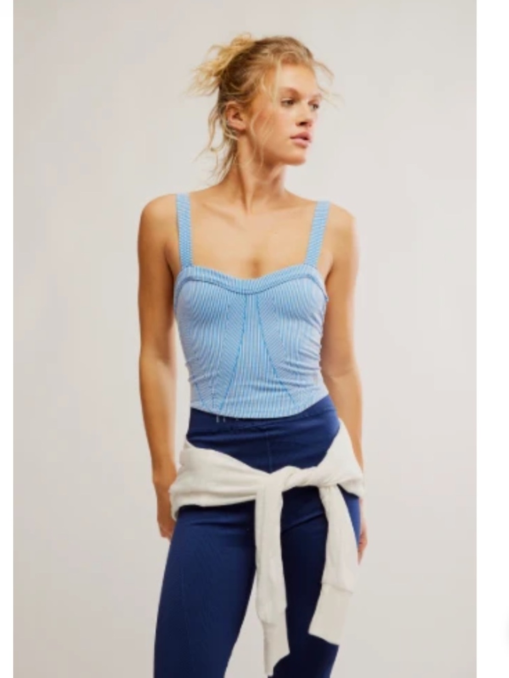 FP Movement Free People Perfectly Plaited Cami Denim Blue Combo M/L NWT
